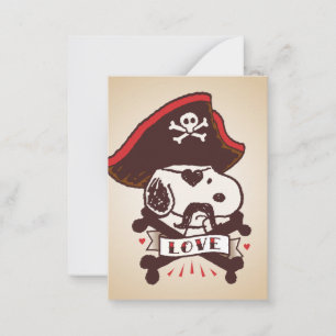 Peanuts Snoopy Pirate Tattoo Valentine Note Card