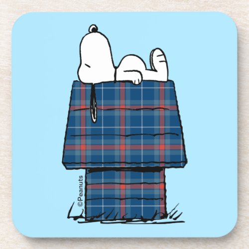 Peanuts  Snoopy Plaid Flannel Holiday Dog House Beverage Coaster