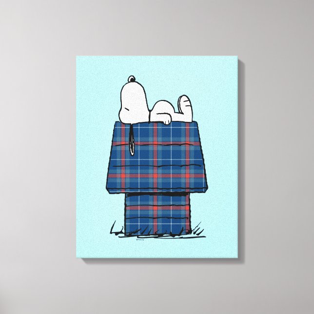 Peanuts | Snoopy Plaid Flannel Holiday Dog House Canvas Print (Front)
