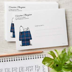 Peanuts Snoopy Plaid Flannel Holiday Dog House Envelope