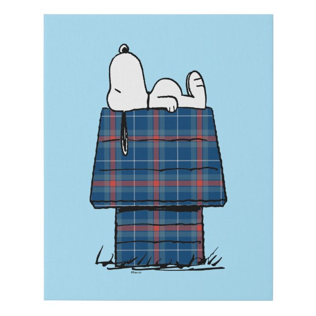 Peanuts | Snoopy Plaid Flannel Holiday Dog House Faux Canvas Print (Front)
