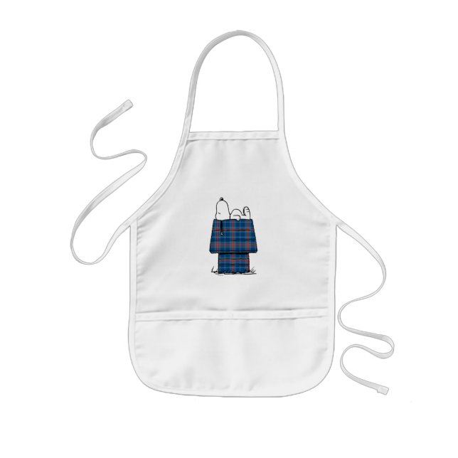 Peanuts | Snoopy Plaid Flannel Holiday Dog House Kids' Apron (Front)