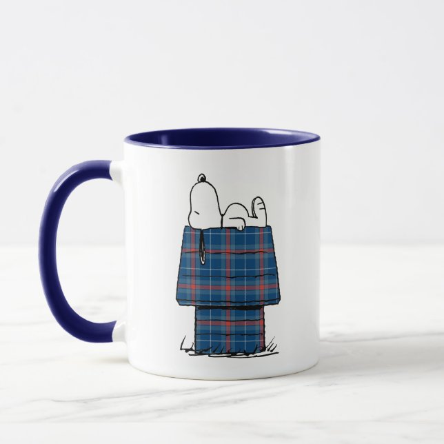 Peanuts | Snoopy Plaid Flannel Holiday Dog House Mug (Left)