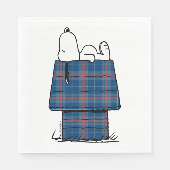 Peanuts | Snoopy Plaid Flannel Holiday Dog House Napkins (Front)