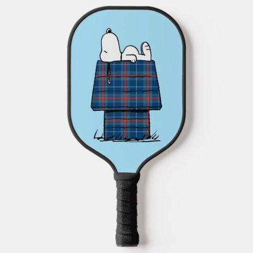 Peanuts  Snoopy Plaid Flannel Holiday Dog House Pickleball Paddle