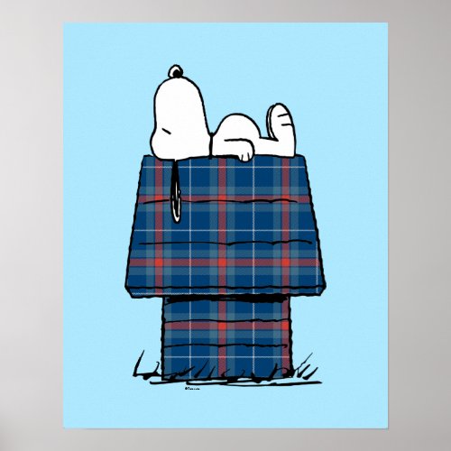 Peanuts  Snoopy Plaid Flannel Holiday Dog House Poster
