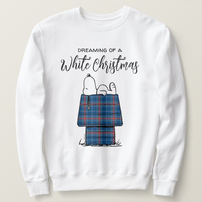 Peanuts | Snoopy Plaid Flannel Holiday Dog House Sweatshirt (Design Front)