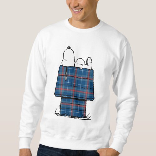 Peanuts  Snoopy Plaid Flannel Holiday Dog House Sweatshirt