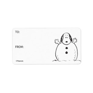 Peanuts   Snoopy Playing Snowman Gift Tag