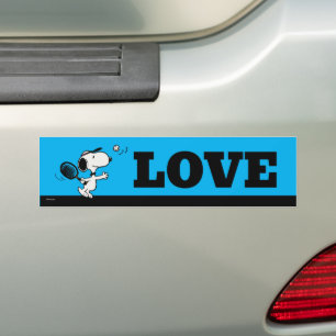 Peanuts Snoopy Plays Tennis Bumper Sticker