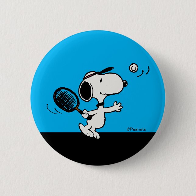 Peanuts | Snoopy Plays Tennis Button (Front)