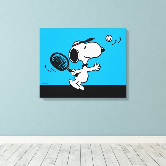 Peanuts | Snoopy Plays Tennis Canvas Print (Insitu(Wood Floor))