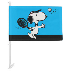 Peanuts Snoopy Plays Tennis Car Flag