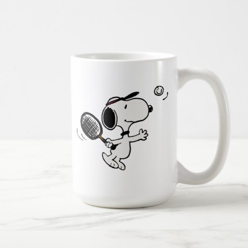 Peanuts  Snoopy Plays Tennis Coffee Mug