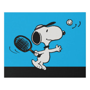 Peanuts Snoopy Plays Tennis Faux Canvas Print