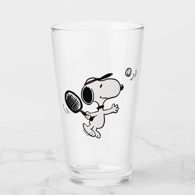 Peanuts | Snoopy Plays Tennis Glass (Front)
