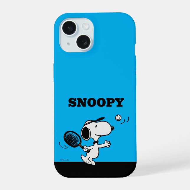 Peanuts | Snoopy Plays Tennis iPhone 15 Case (Back)