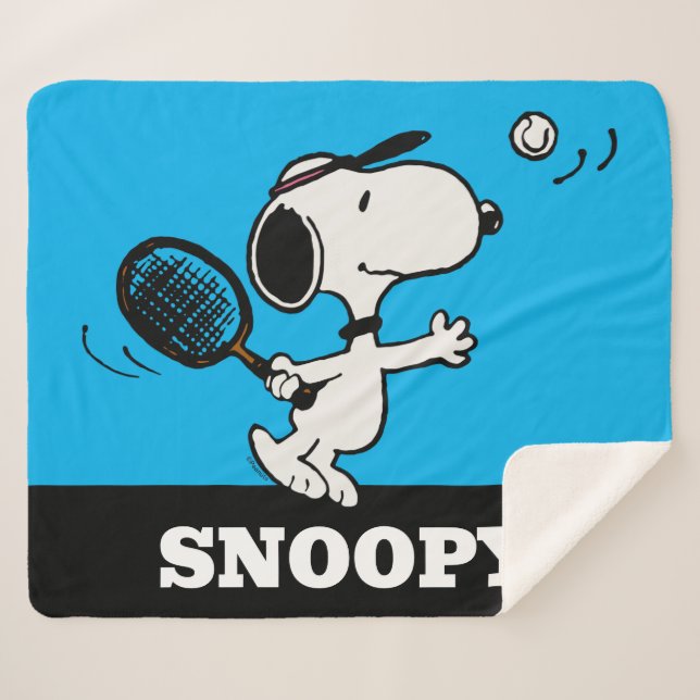 Peanuts | Snoopy Plays Tennis Sherpa Blanket (Front (Horizontal))