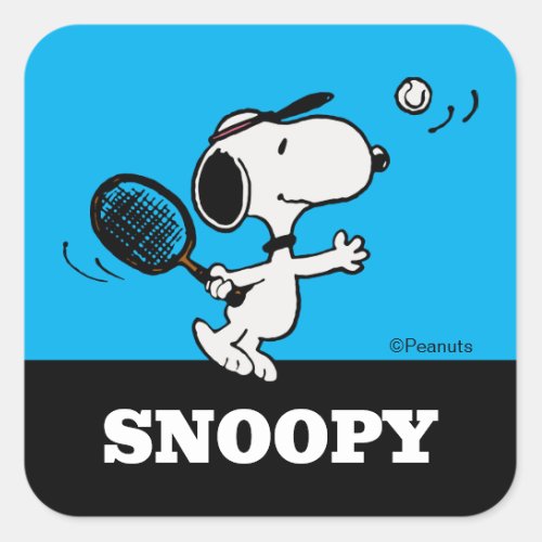 Peanuts  Snoopy Plays Tennis Square Sticker