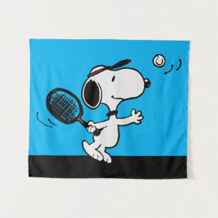 Peanuts Snoopy Plays Tennis Tapestry