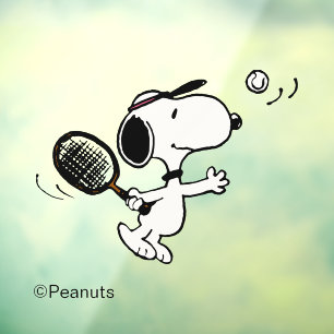 Peanuts   Snoopy Plays Tennis Window Cling