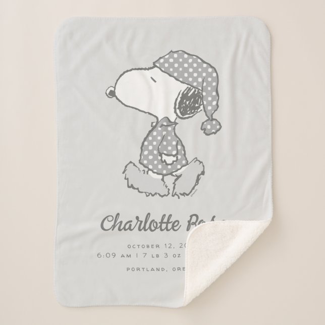 Peanuts | Snoopy Polka Dot Pajamas Baby Sherpa Blanket (Front)