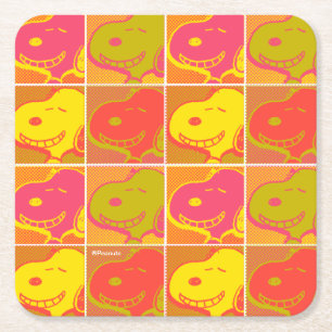 Peanuts   Snoopy Pop Art Pattern Square Paper Coaster
