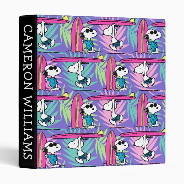 Peanuts | Snoopy Purple Surf Pattern | Add Your Na 3 Ring Binder (Front/Spine)
