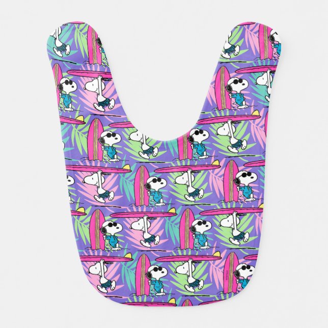 Peanuts | Snoopy Purple Surf Pattern Baby Bib (Front)