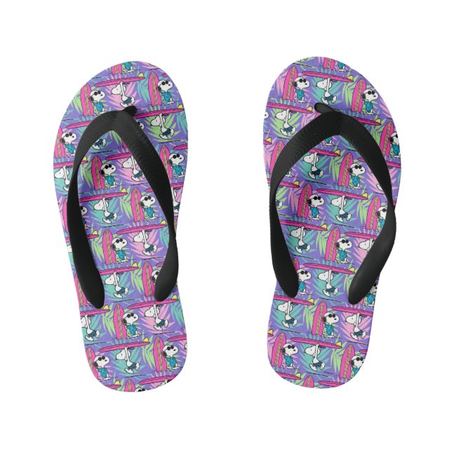 Peanuts | Snoopy Purple Surf Pattern Kid's Flip Flops (Footbed)