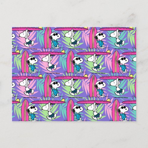 Peanuts  Snoopy Purple Surf Pattern Postcard