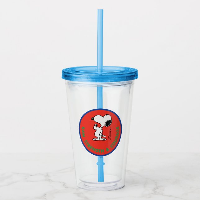Peanuts | Snoopy Raw Strength & Courage Badge Acrylic Tumbler (Front)