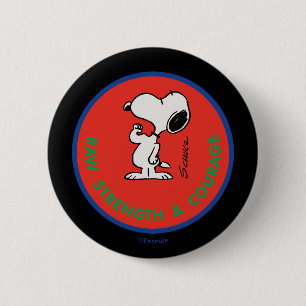 Peanuts Snoopy Raw Strength & Courage Badge Button