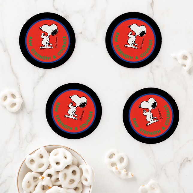 Peanuts | Snoopy Raw Strength & Courage Badge Coaster Set (In Situ)