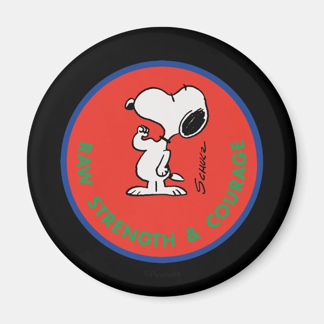 Peanuts | Snoopy Raw Strength & Courage Badge Magnet (Front)