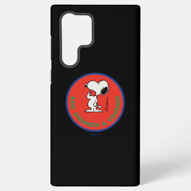 Peanuts | Snoopy Raw Strength & Courage Badge Samsung Galaxy Case (Back)