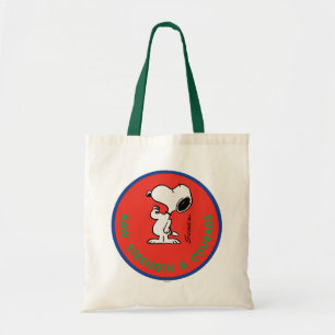 Peanuts Snoopy Raw Strength & Courage Badge Tote Bag