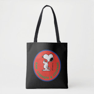 Peanuts Snoopy Raw Strength & Courage Badge Tote Bag