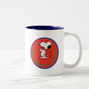 Peanuts Snoopy Raw Strength & Courage Badge Two-Tone Coffee Mug