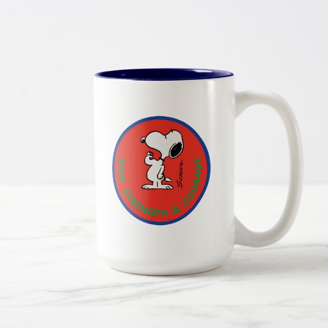 Peanuts | Snoopy Raw Strength & Courage Badge Two-Tone Coffee Mug (Right)
