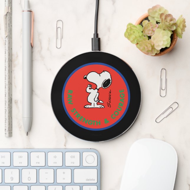 Peanuts | Snoopy Raw Strength & Courage Badge Wireless Charger (Desk)