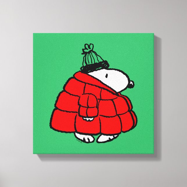 Peanuts | Snoopy Red Puffer Jacket Canvas Print (Front)