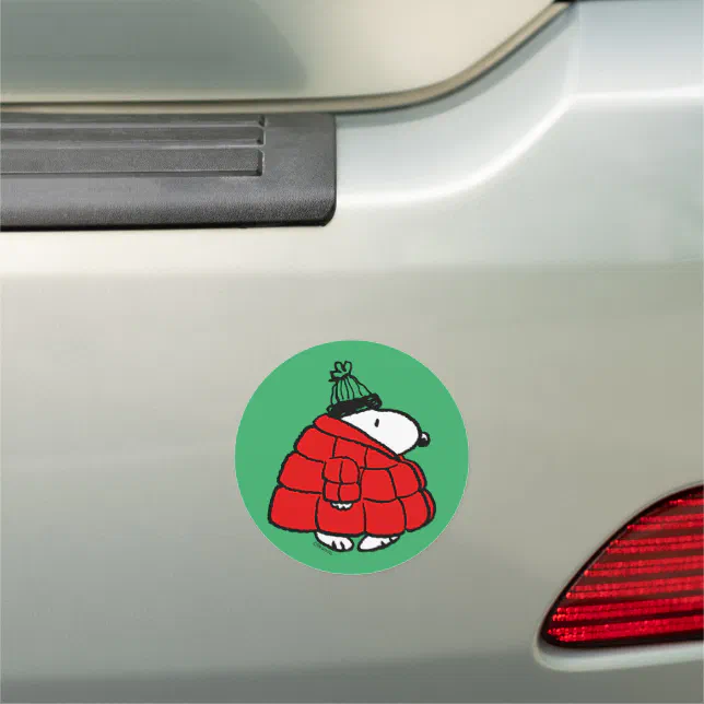 Peanuts | Snoopy Red Puffer Jacket Car Magnet | Zazzle