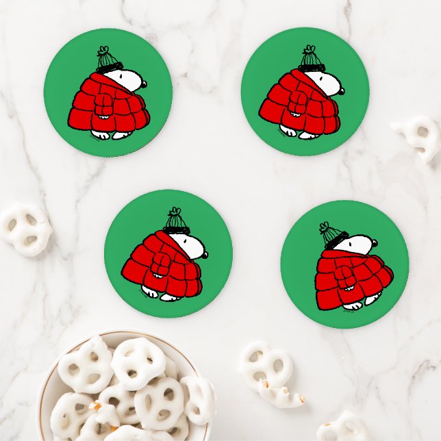 Peanuts | Snoopy Red Puffer Jacket Coaster Set (In Situ)