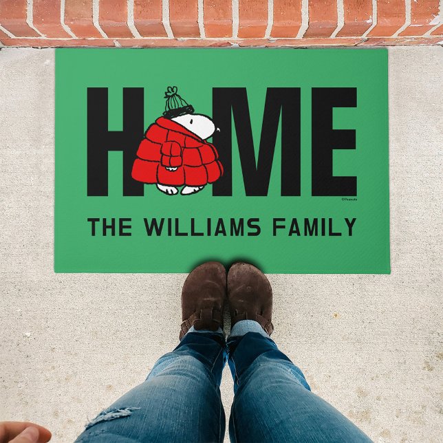 Peanuts | Snoopy Red Puffer Jacket Doormat (Doormat outside)