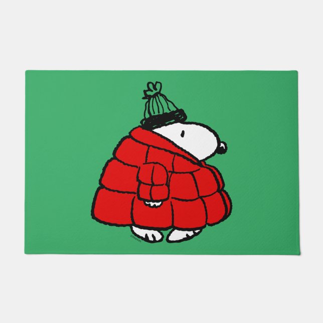 Peanuts | Snoopy Red Puffer Jacket Doormat (Front)