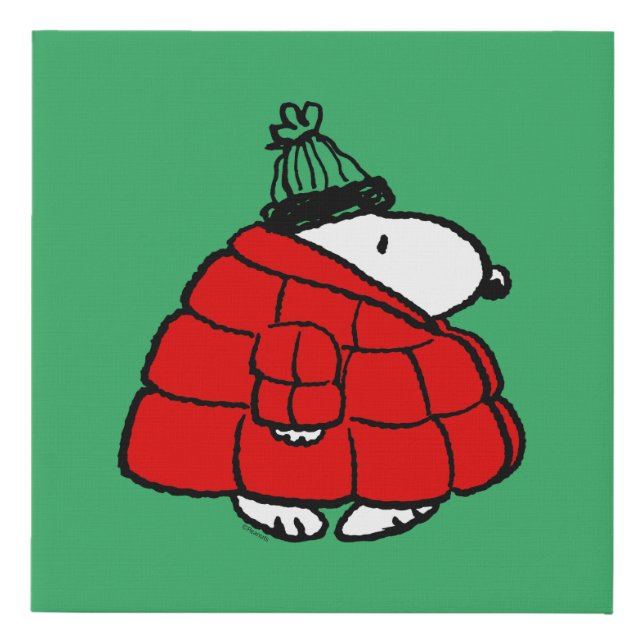 Peanuts | Snoopy Red Puffer Jacket Faux Canvas Print (Front)