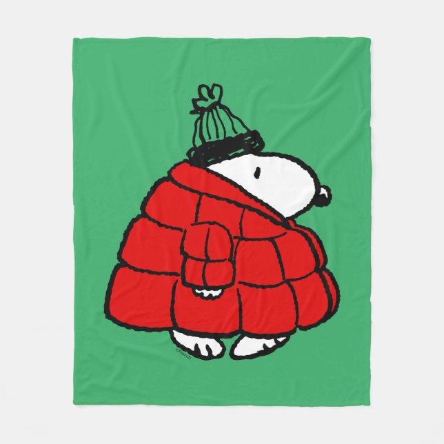 Peanuts | Snoopy Red Puffer Jacket Fleece Blanket (Front)