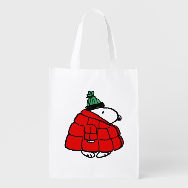 Peanuts | Snoopy Red Puffer Jacket Grocery Bag (Front)