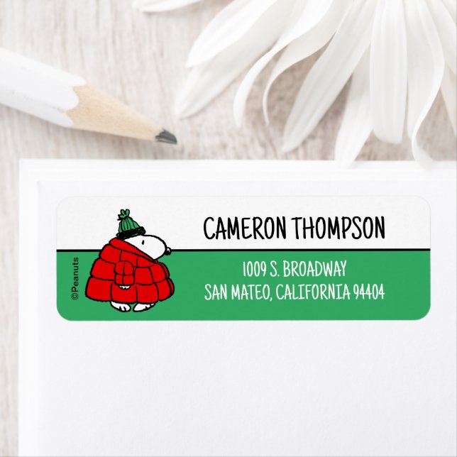 Peanuts | Snoopy Red Puffer Jacket Label (Insitu)